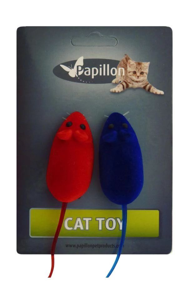 фото Игрушка для кошек papillon мышка вельветовая вельвет, в ассортименте 6 см, 2 шт