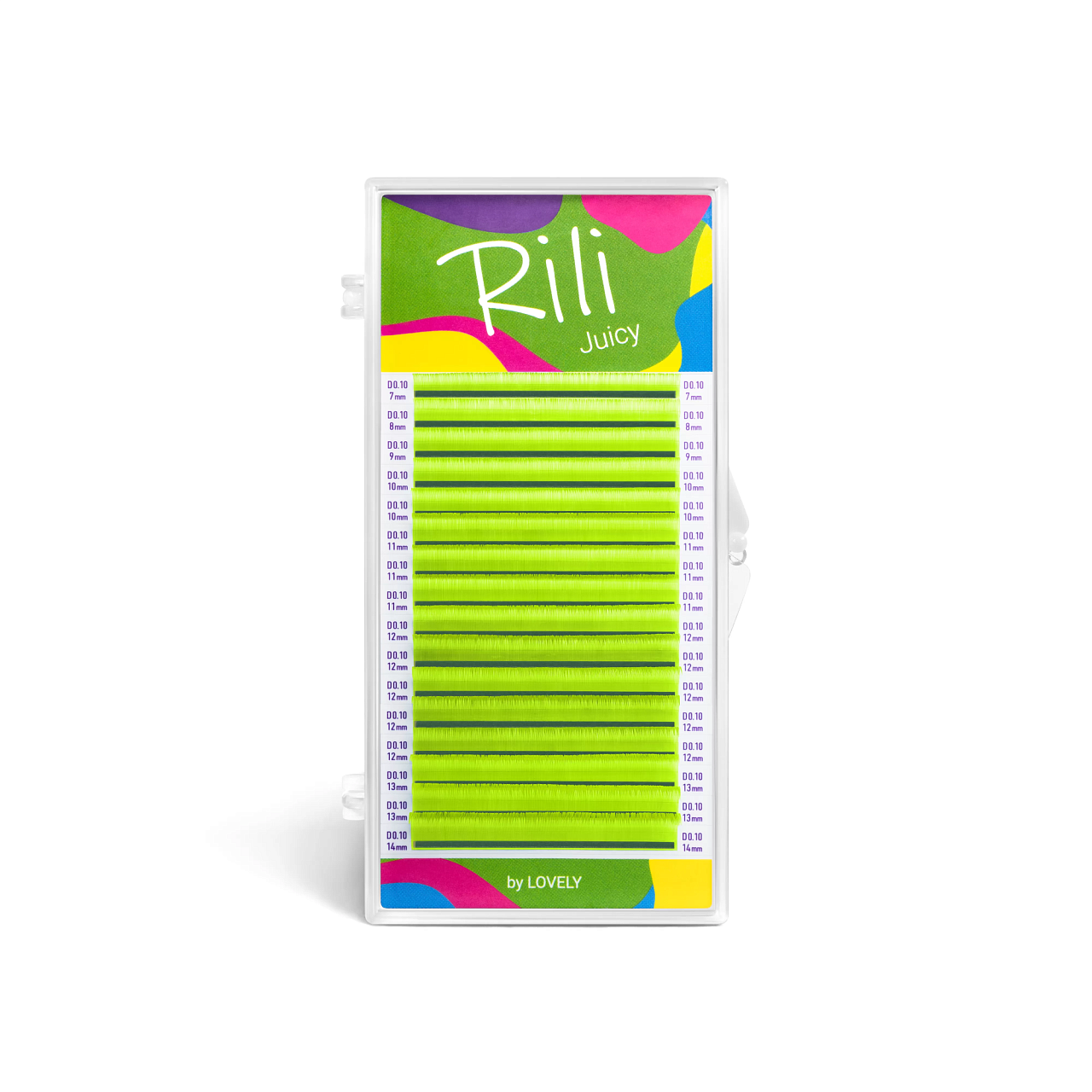 

Ресницы неоновые желтые Rili Juicy 16 линий MIX D 0.10 7 14mm, Желтый