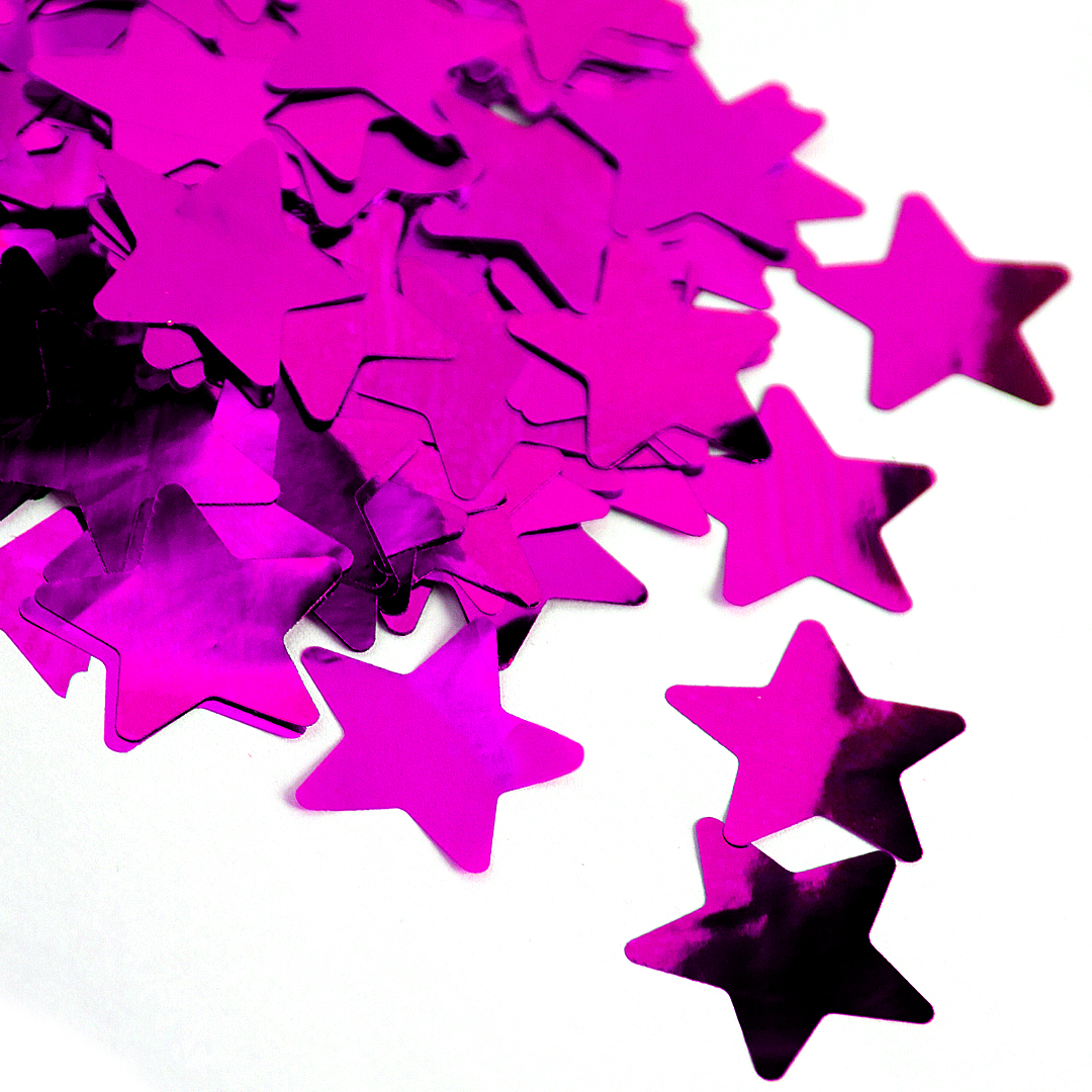 Конфетти фольга Волна веселья Звезда Фуксия 2,5 см, 50г