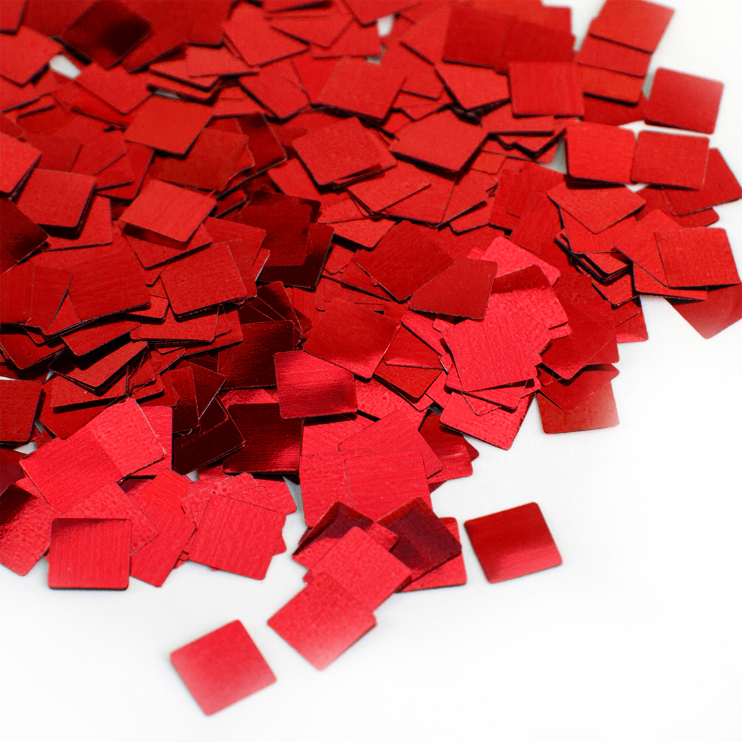 Конфетти фольга Волна веселья Квадрат Красный 1 см, 50 г