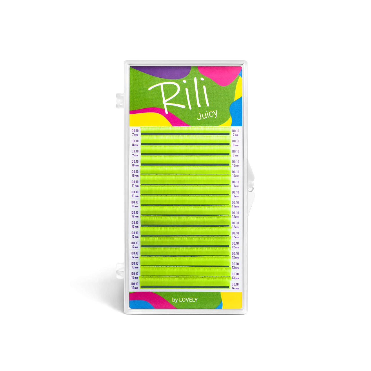 

Ресницы неоновые желтые Rili Juicy 16 линий MIX M 0.10 7 14mm, Желтый