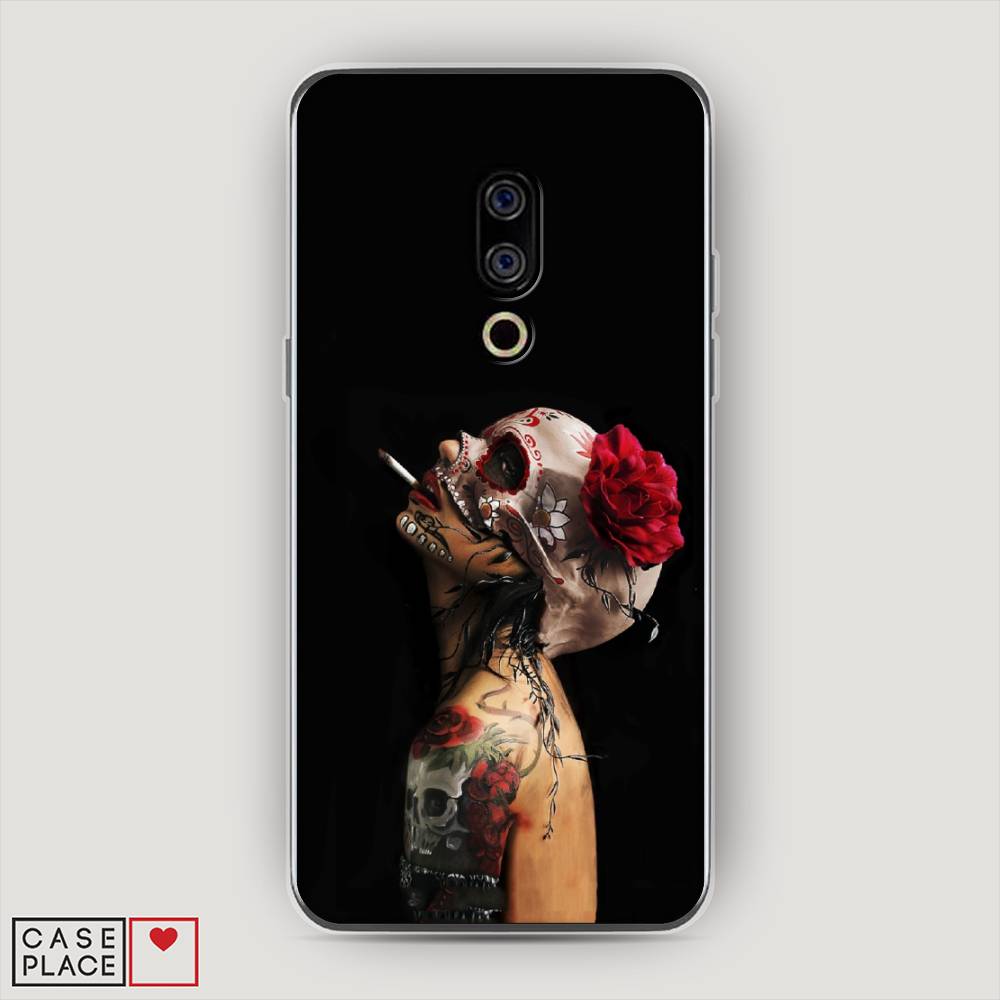 

Чехол Awog на Meizu 15 "Девушка с черепом", Черный;красный;бежевый, 72650-9