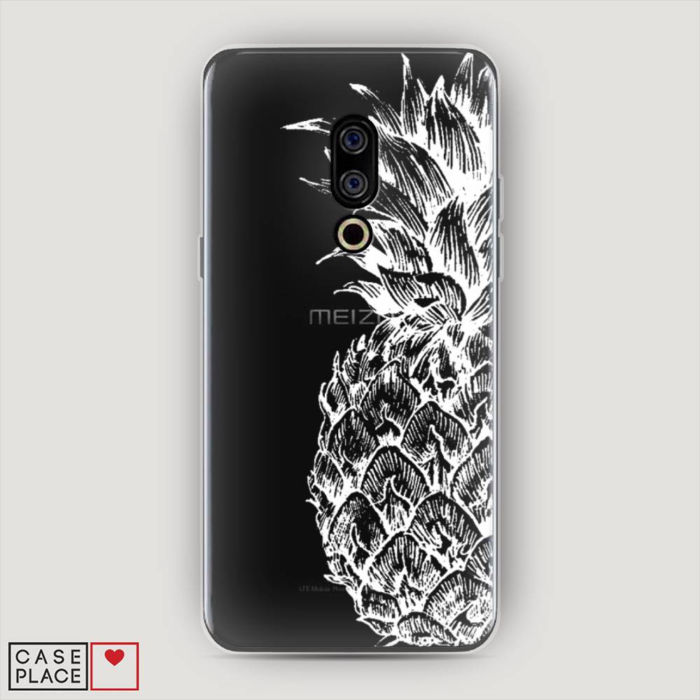 

Чехол Awog на Meizu 15 "Ананас графика белая", Белый, 72650-10