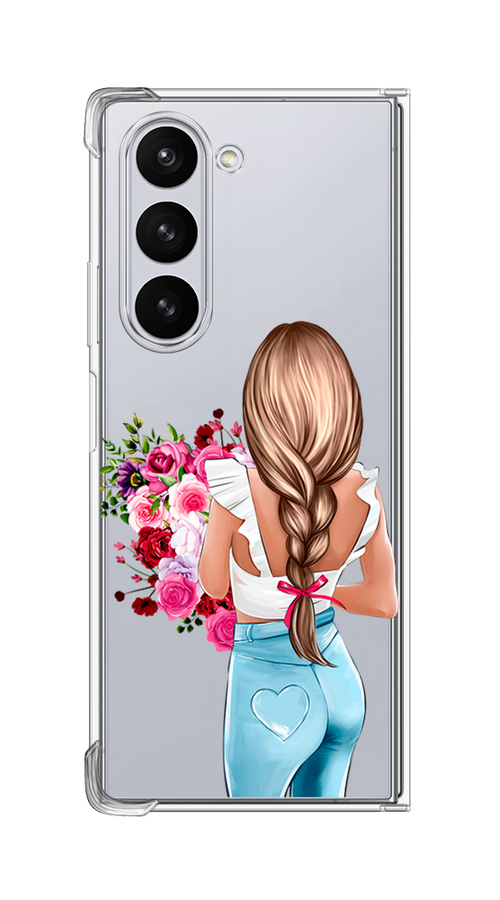 

Чехол на Samsung Galaxy Z Fold 6 "Девушка с цветами", Коричневый;розовый;бирюзовый, 2109850-1