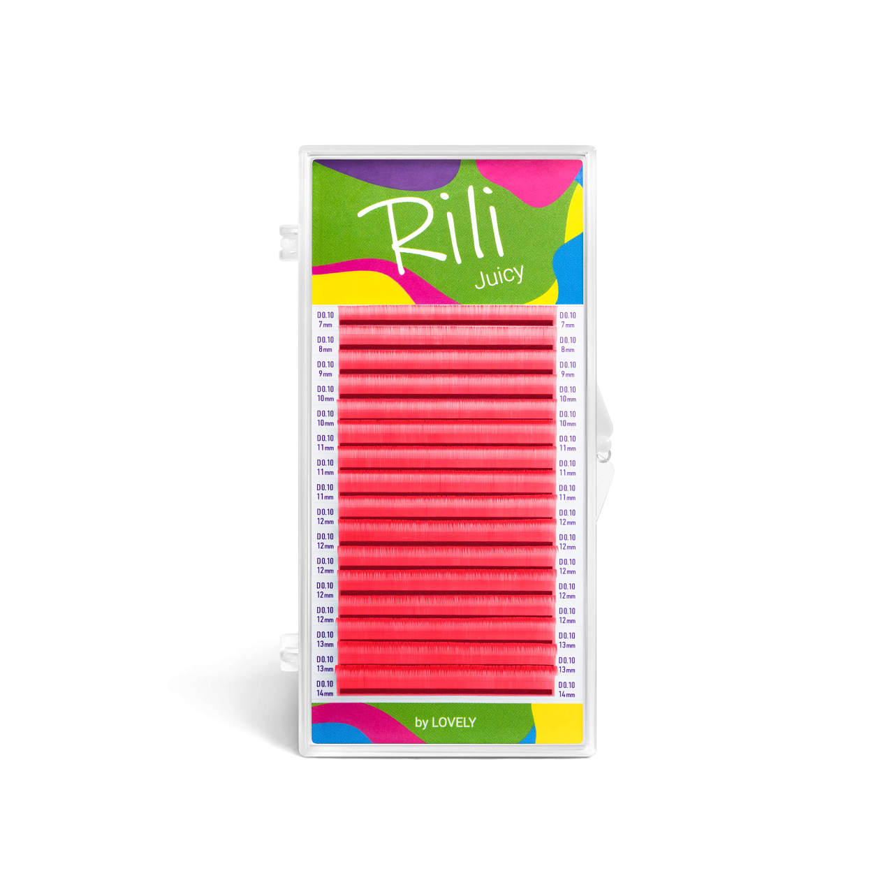 

Ресницы неоновые розовые Rili Juicy 16 линий MIX C 0.07 7 14mm, Розовый