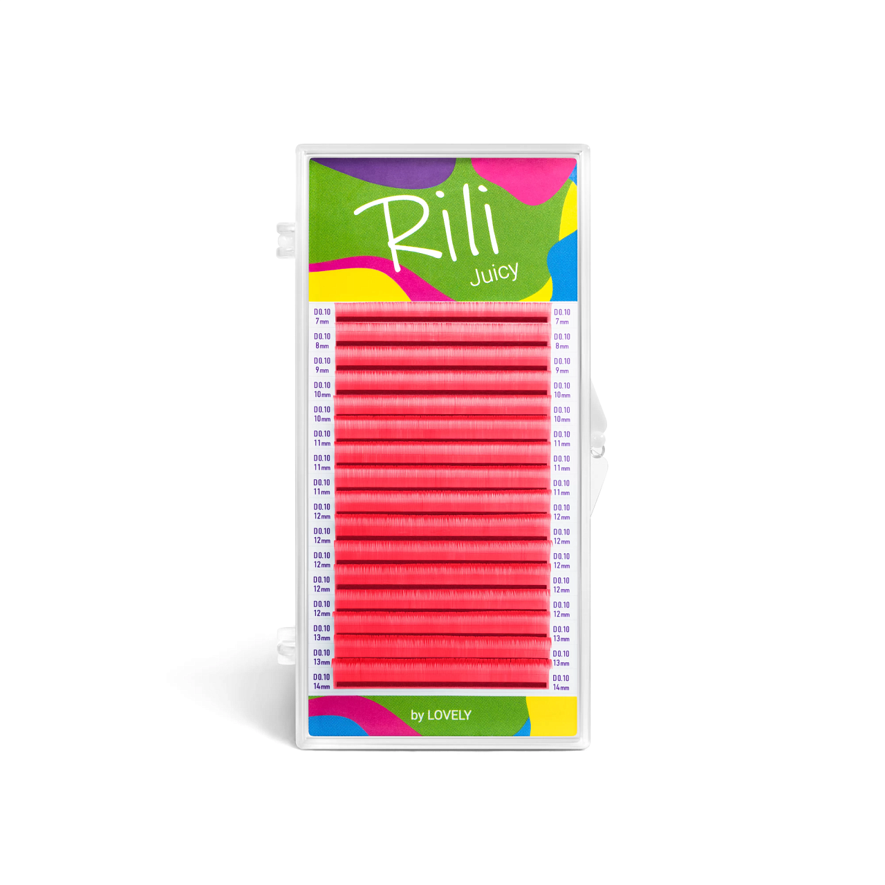 

Ресницы неоновые розовые Rili Juicy 16 линий MIX L 0.07 7 14mm, Розовый