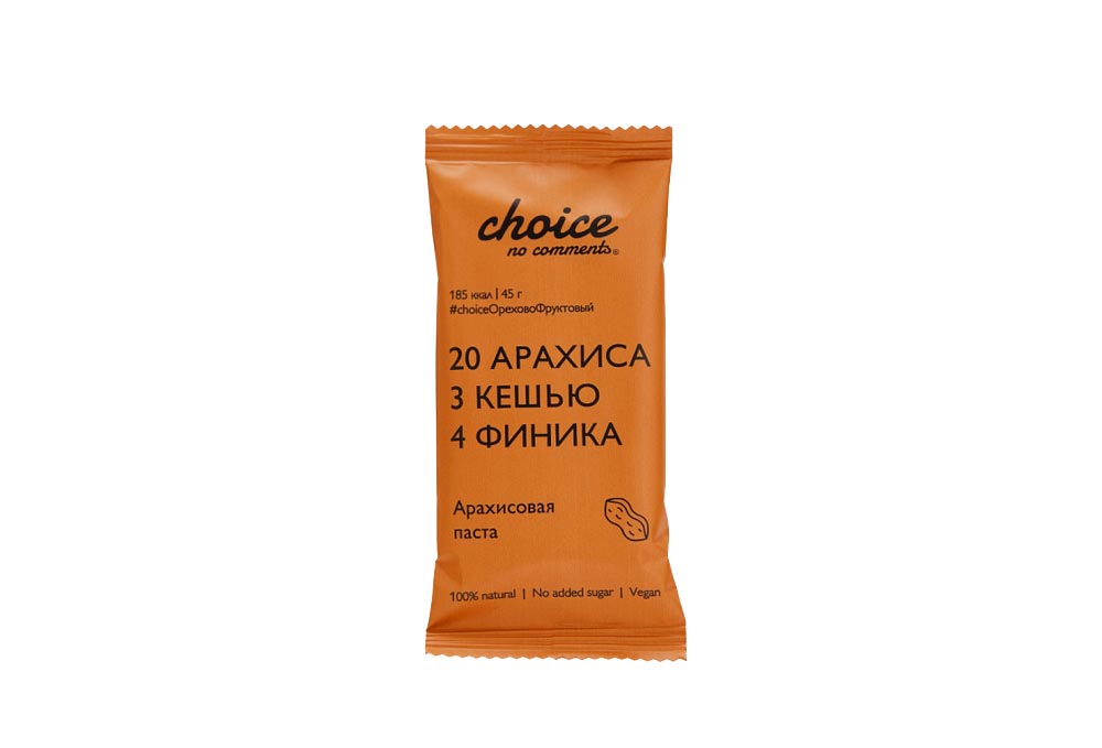 

Батончик Choice no comments орехово-фруктовый с арахисовой пастой 30 г