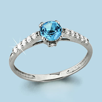

Кольцо из серебра с топазом/фианитом р. Aquamarine 6516405А, 6516405А_925_р