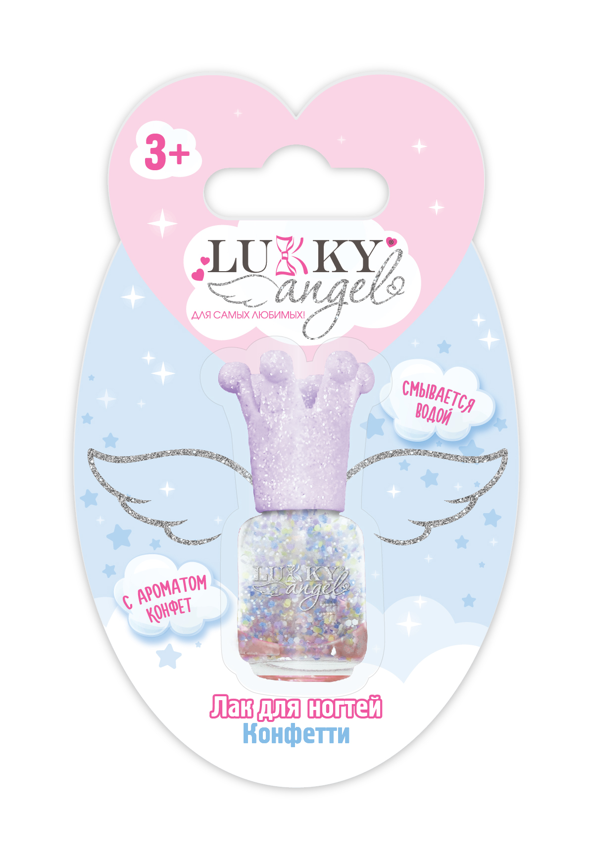 

Лак для ногтей Lukky Angel Конфетти белый с блестками, Т23506
