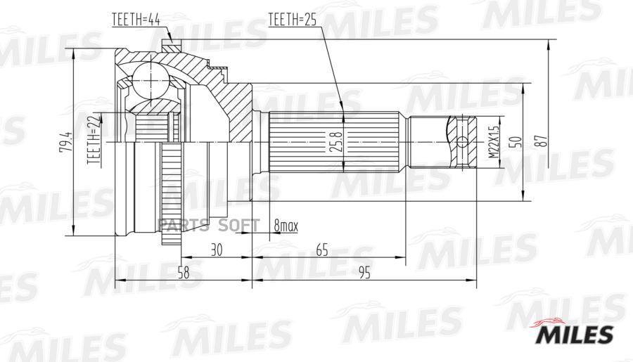 

Шрус Miles Ga20159 Шрус Hyundai 1.3-1.6 02- Нар.(Abs) Miles арт. GA20159