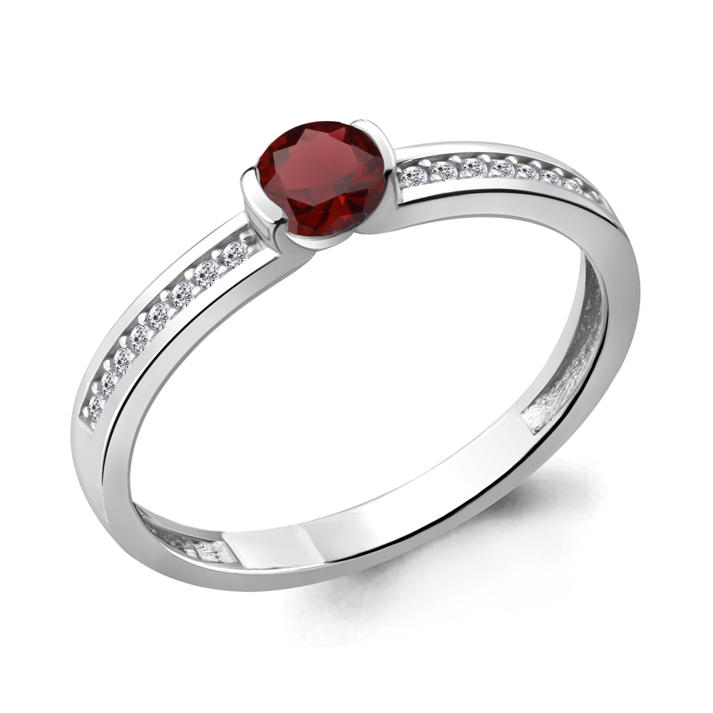 

Кольцо из серебра с гранатом р. 17,5 Aquamarine 6519203А_925_р, 6519203А_925_р