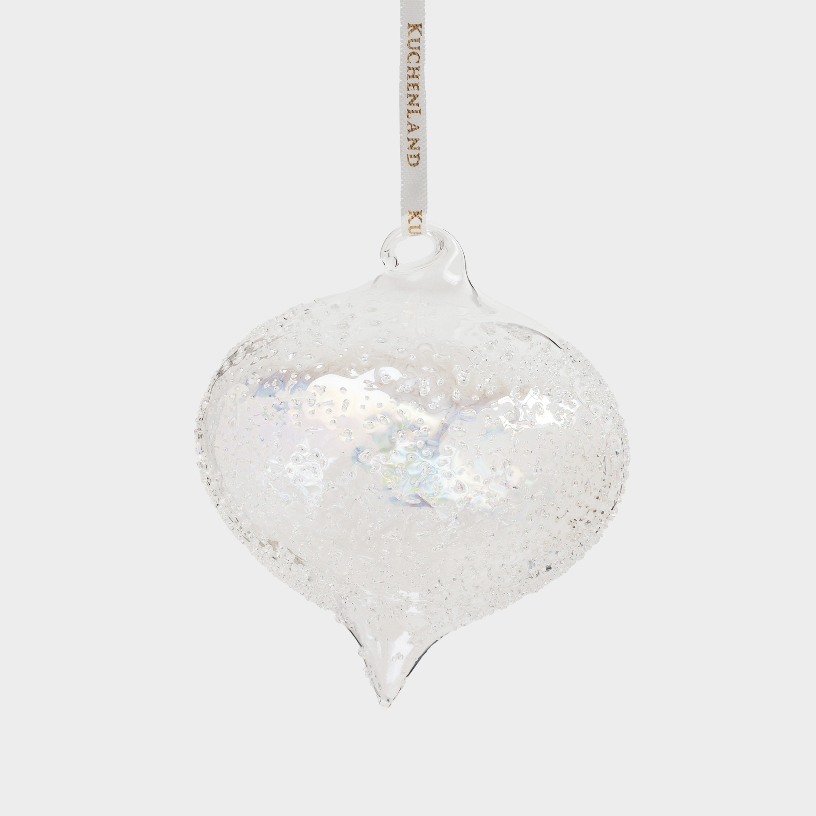

Игрушка елочная, 8 см, стекло, перламутр, Шар-юла с изморозью, Ball sparkle, Белый