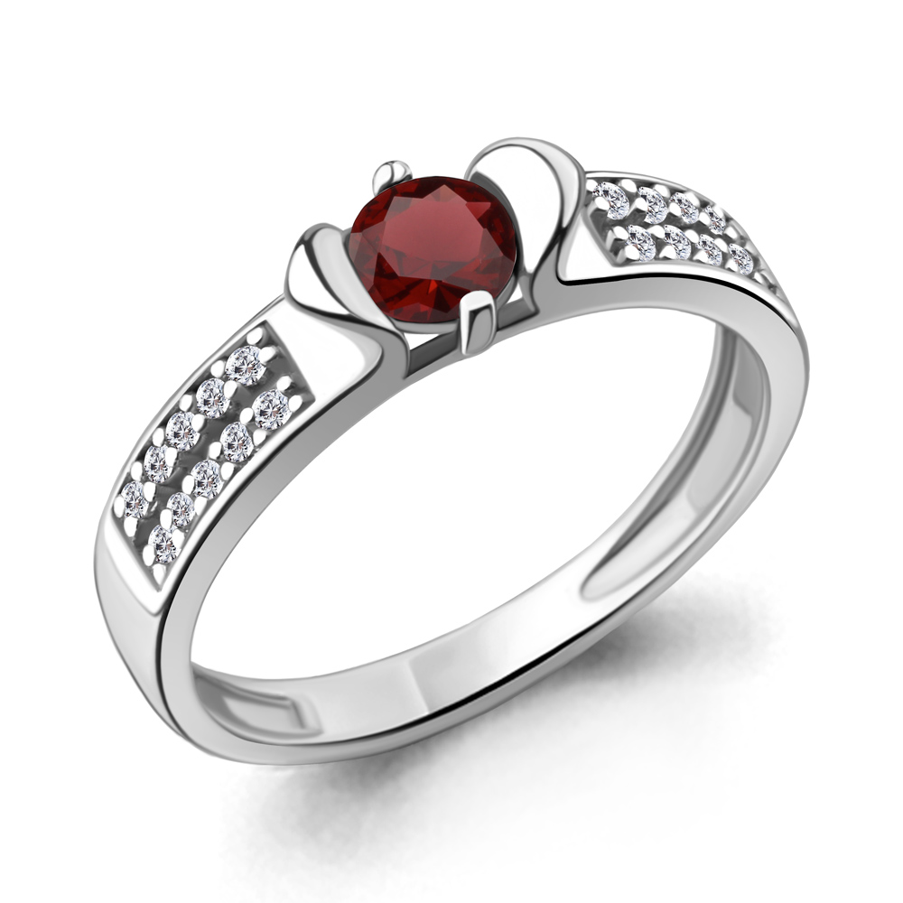 

Кольцо из серебра с гранатом р. 18 Aquamarine 6519503А_925_р, 6519503А_925_р