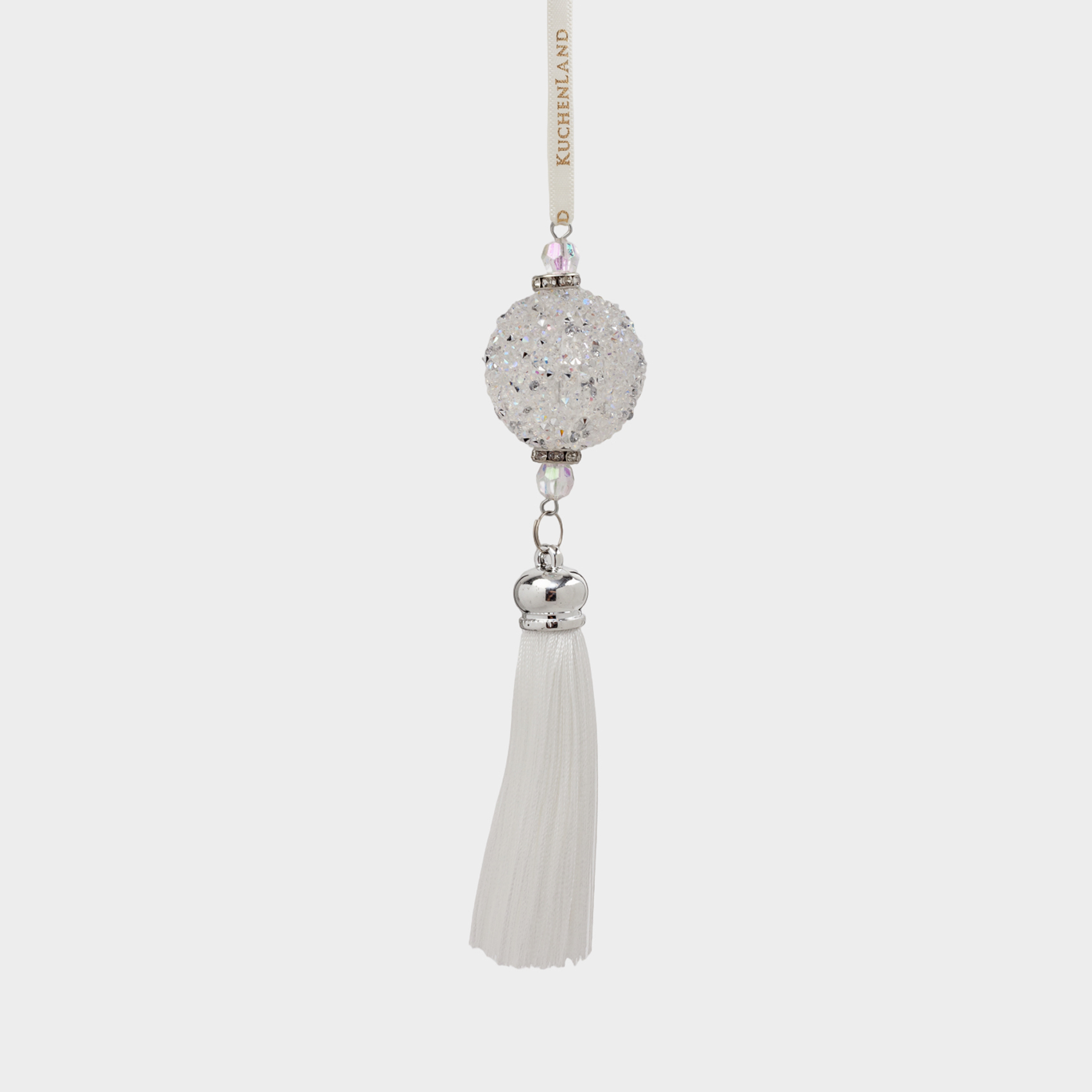 

Игрушка елочная, 15 см, с кисточкой, акрил, белая, Ball tassel, Белый