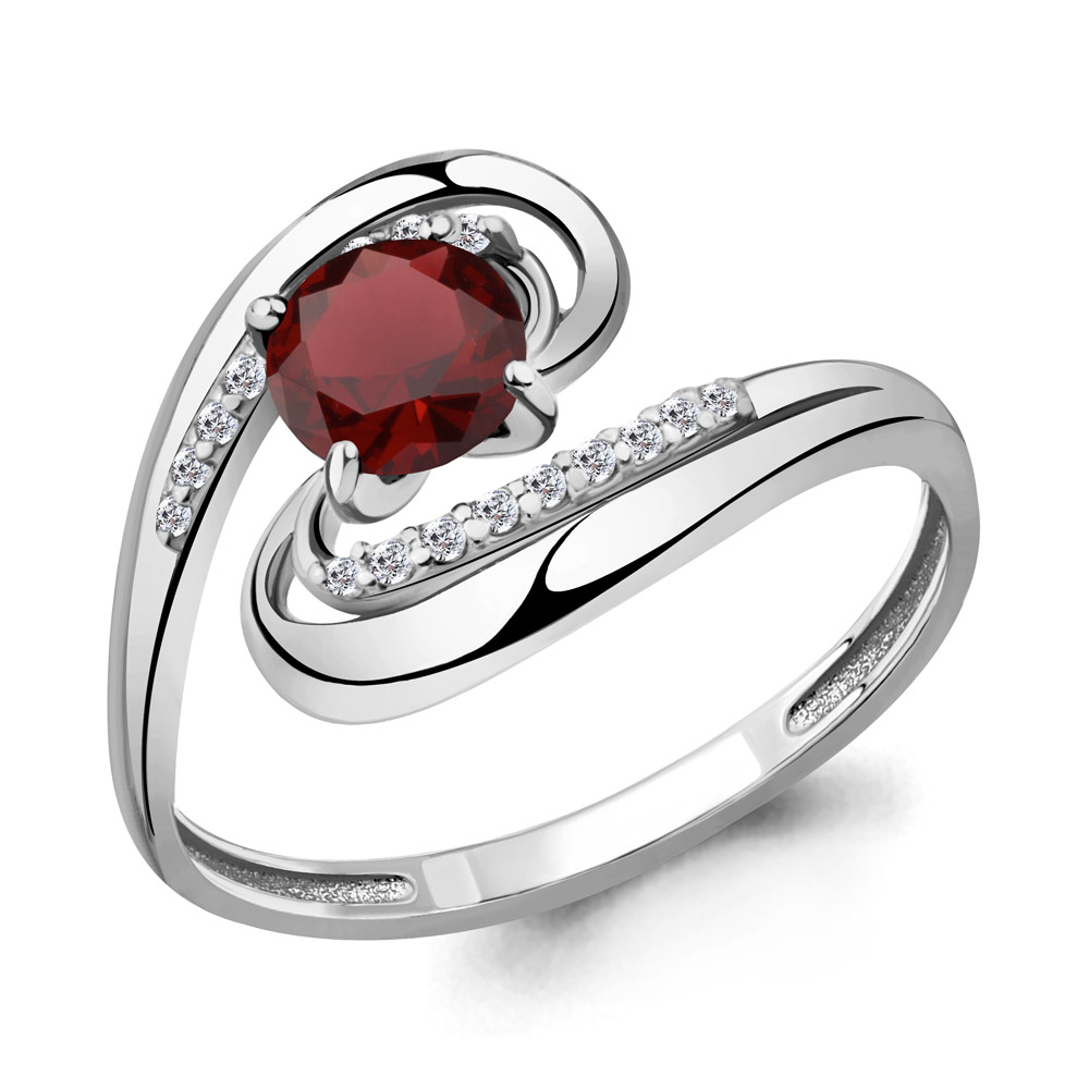 

Кольцо из серебра с гранатом р. , Aquamarine 6520503А_925_р, 6520503А_925_р