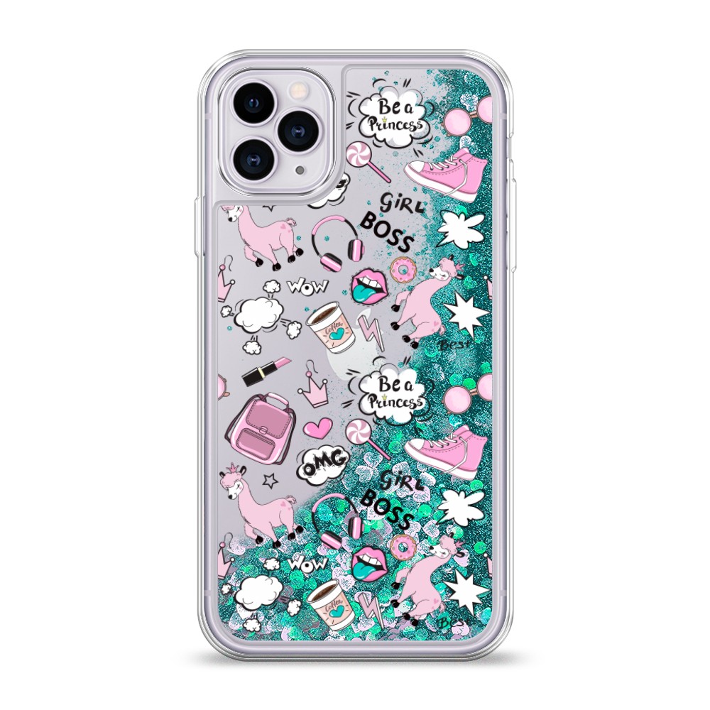 

Жидкий чехол с блестками "Стильная лама" на Apple iPhone 11 Pro, 12395-1