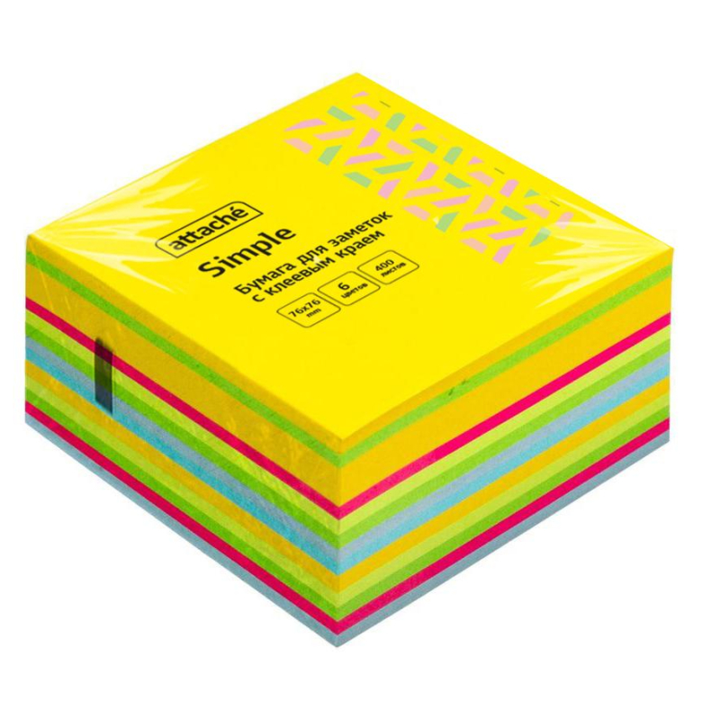 

Стикеры ATTACHE Bright colours куб 76х76 мармелад 400л, Разноцветный