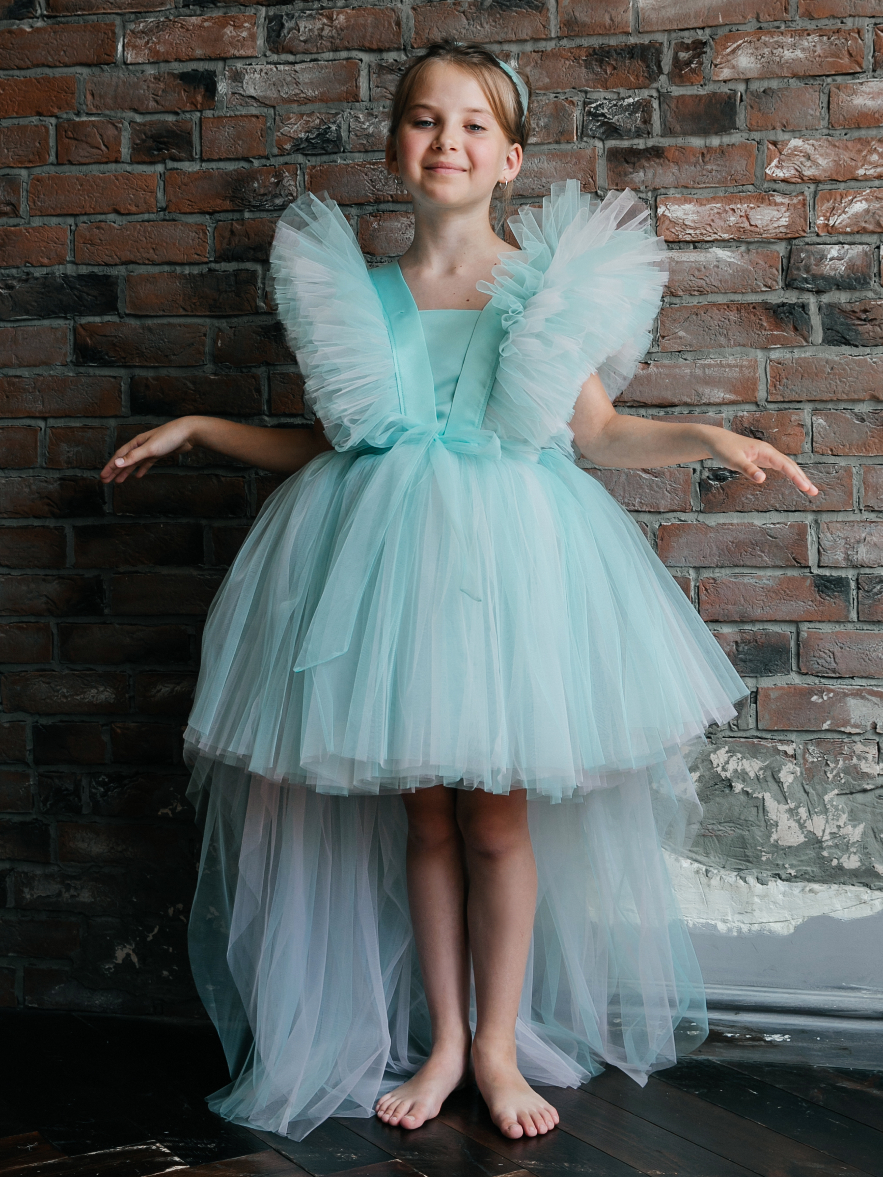 

Платье детское Роскошь с детства Афродита, мятный-розовый, 134, Бирюзовый;розовый, Афродита