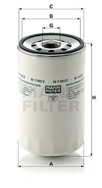 

Фильтр масляный двигателя MANN-FILTER W1160/2, фильтр масляный двигателя W1160/2