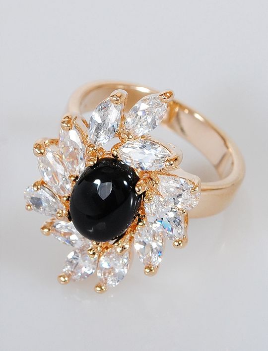 

Кольцо из бижутерного сплава р. 19 Lotus Jewelry OLD_596R-001on, оникс/циркон, OLD_596R-001on