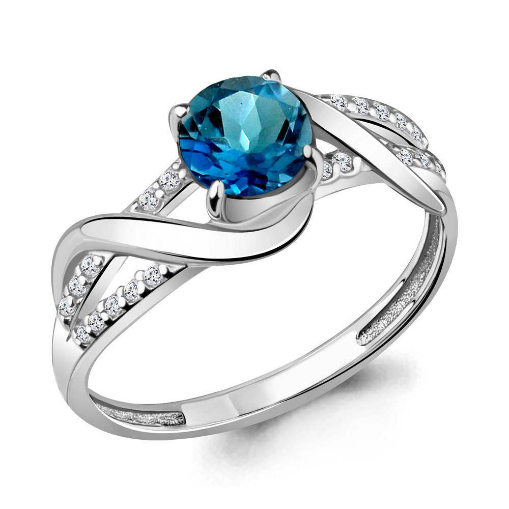 

Кольцо из серебра с топазом р. 19 Aquamarine 6520908А_925_р, 6520908А_925_р