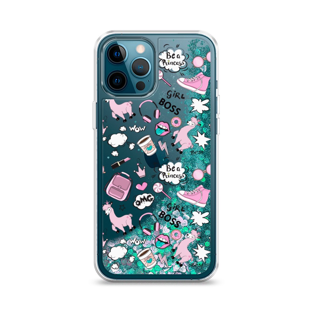 

Жидкий чехол с блестками "Стильная лама" на Apple iPhone 12 Pro, 12895-1