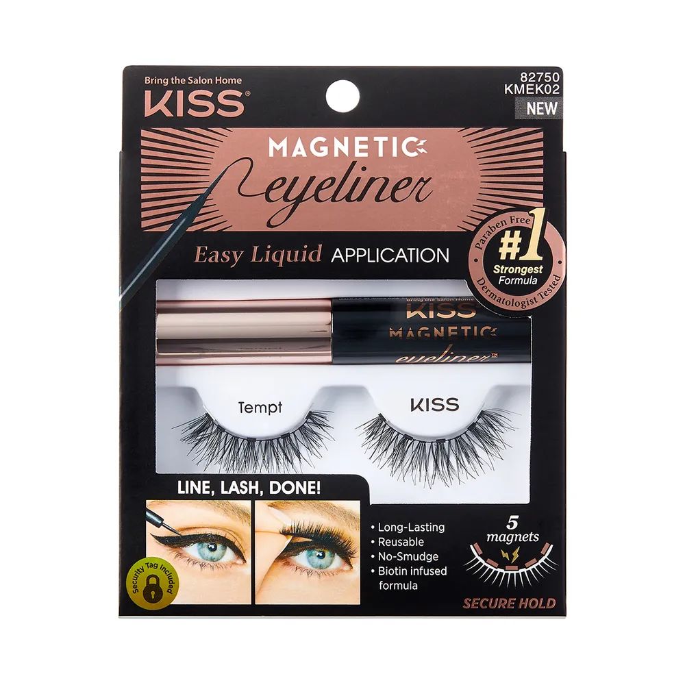 Набор для глаз Kiss Magnetic Eyeliner Kit Tempt накладные магнитные ресницы + подводка ресницы накладные магнитные с магнитной тушью набор 1 пара fsd20