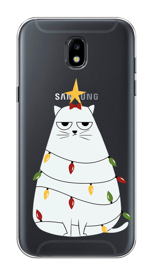 

Чехол на Samsung Galaxy J5 2017 "Котик в гирлянде", Белый;красный;желтый, 22850-1