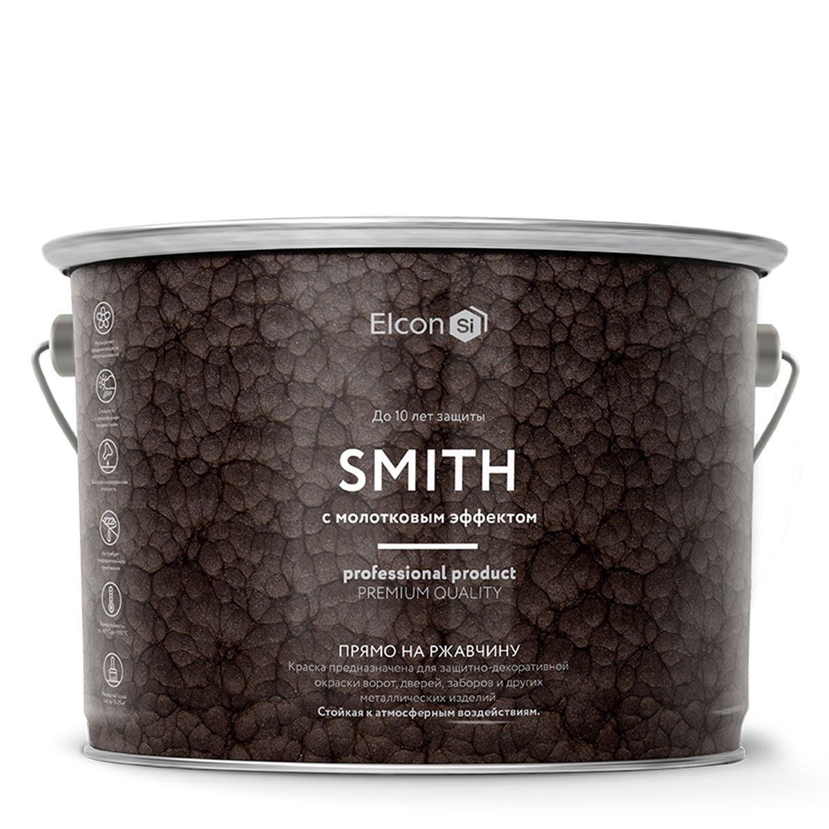 фото Краска elcon smith кузнечная, с молотковым эффектом, шоколад, 2 кг