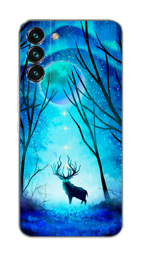 

Чехол на Samsung Galaxy S22 Plus "Олень северное сияние", Синий;черный;голубой, 2103950-1