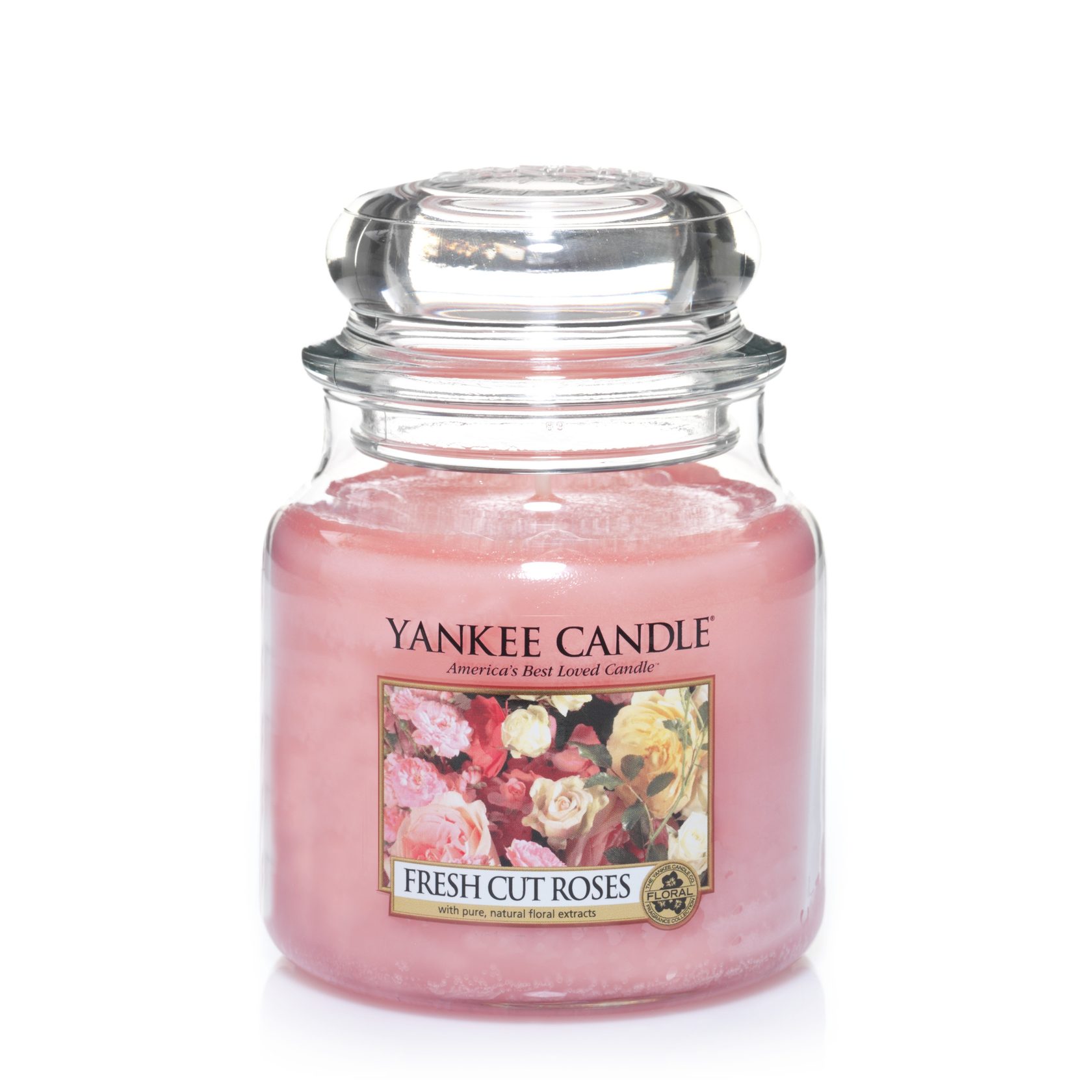 

Ароматическая свеча Yankee Candle Fresh Cut Roses/ Свежесрезанные розы 65-90 ч, Medium Jar