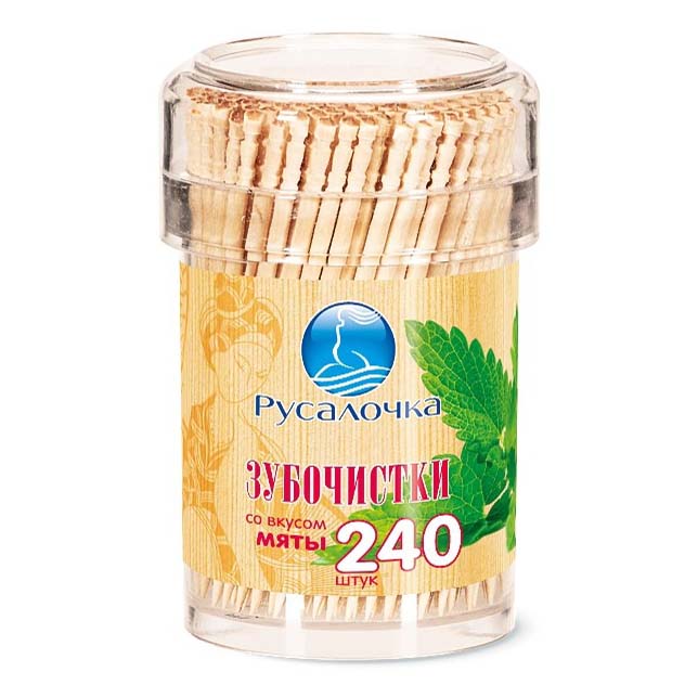 Зубочистки Русалочка дерево со вкусом мяты 240 шт