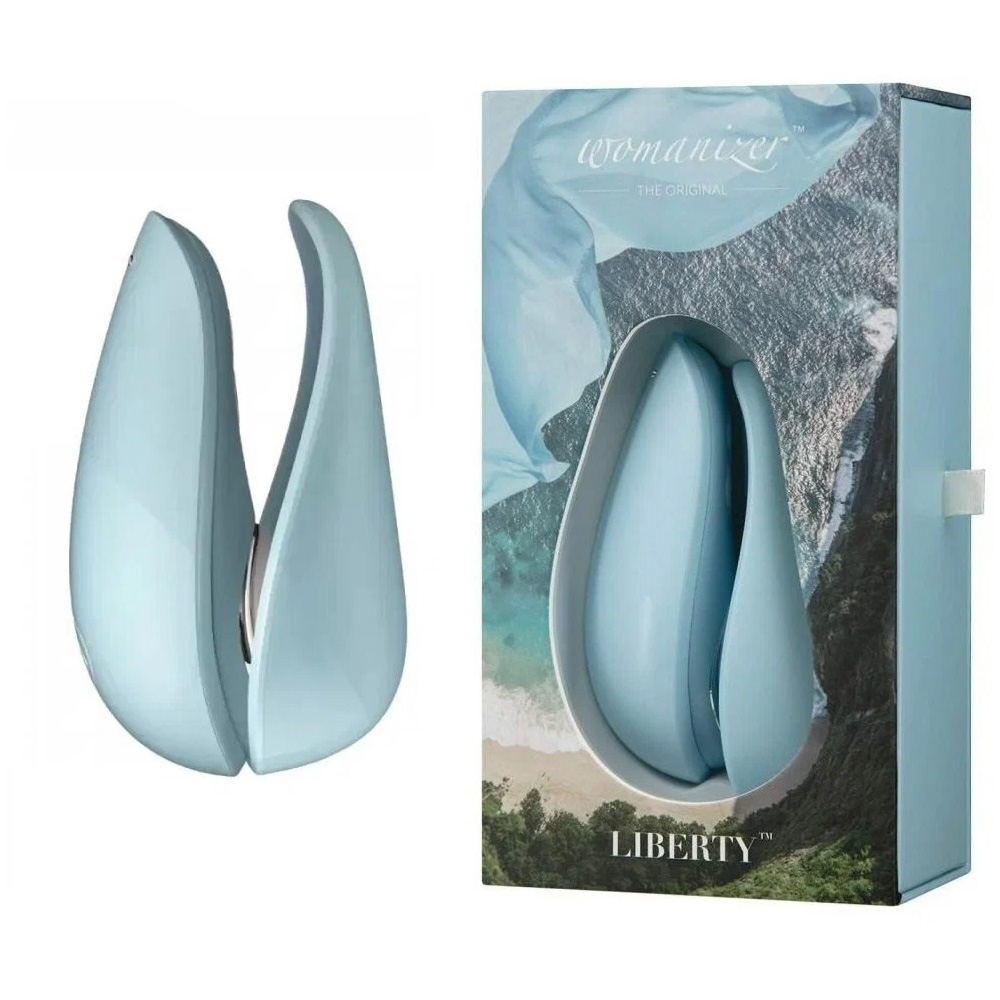 Голубой бесконтактный клиторальный стимулятор Womanizer Liberty