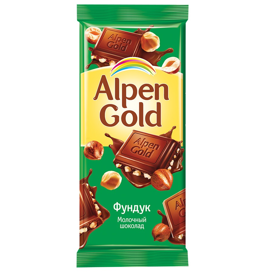 

Шоколад ALPEN GOLD молочный с фундуком 90г*5 шт