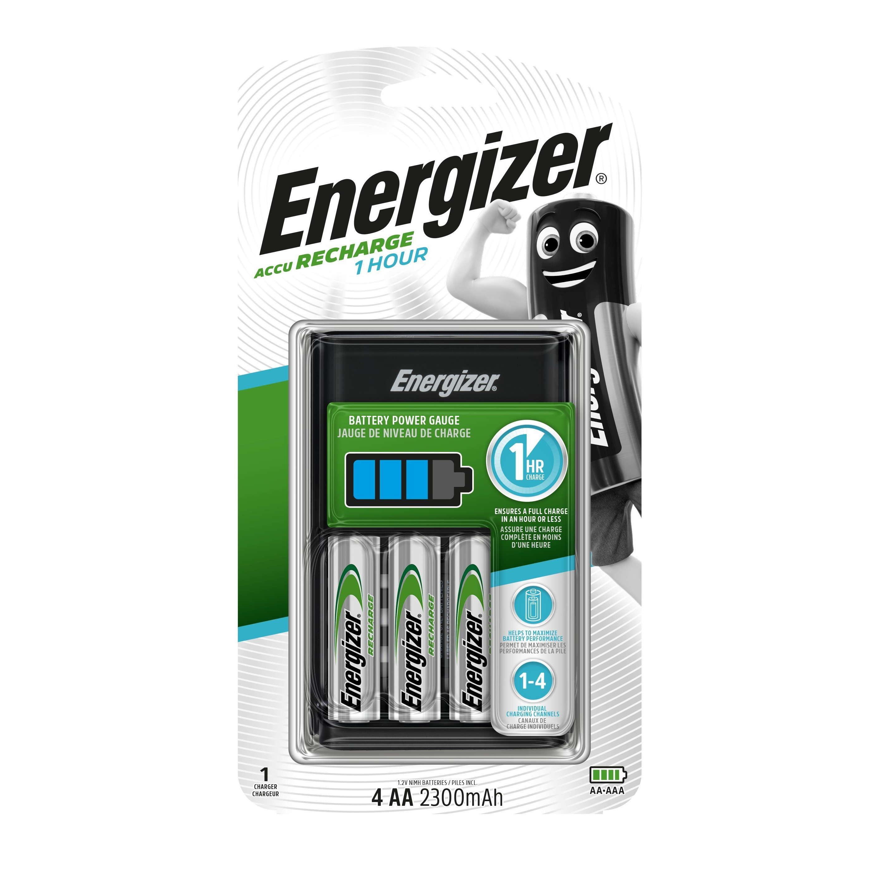 Зарядное устройство + аккумуляторы Energizer 1HR Charger AA 4шт