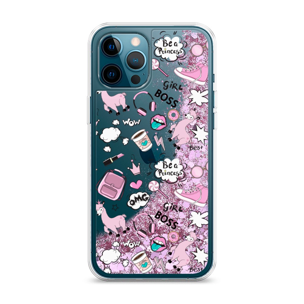 

Жидкий чехол с блестками "Стильная лама" на Apple iPhone 12 Pro Max, 12794-1