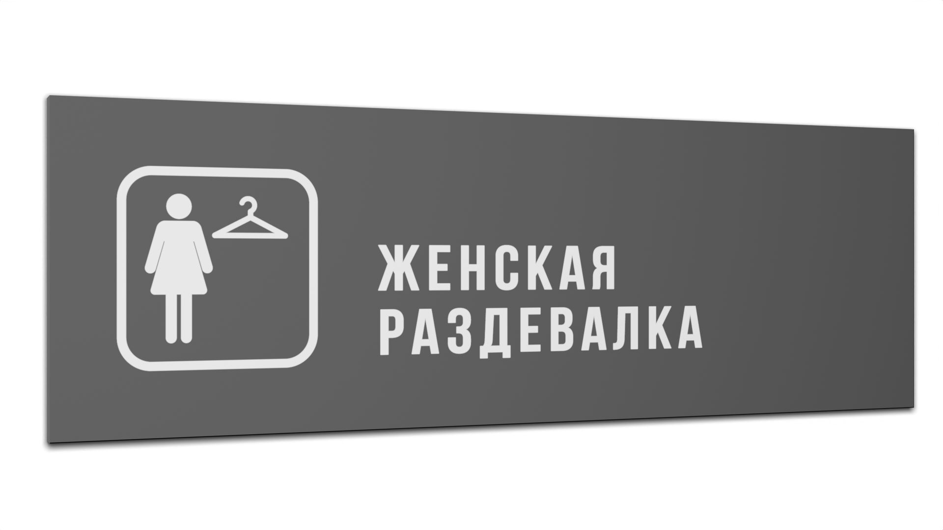 Табличка Женская раздевалка, Серая матовая, 30 см х 10 см