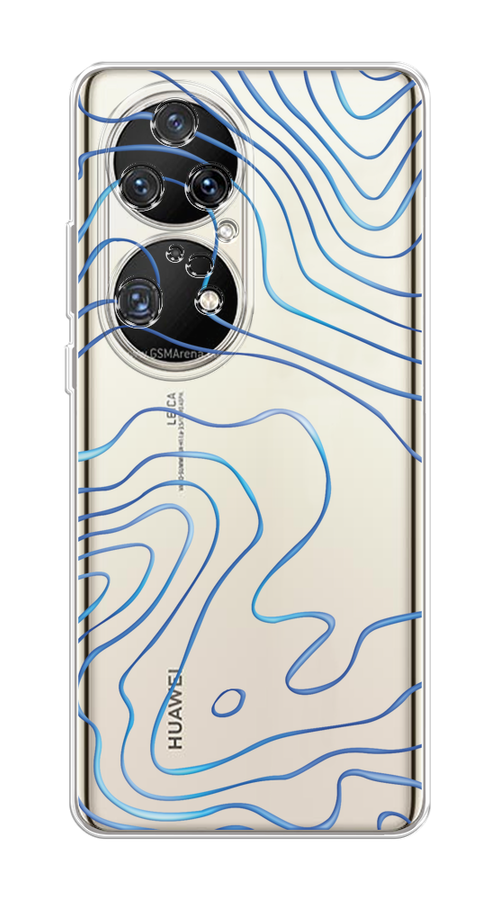 

Чехол на Huawei P50 Pro "Blue lines", Прозрачный;синий, 6105050-1