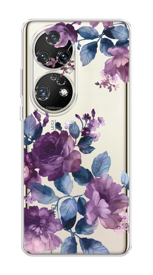 

Чехол на Huawei P50 Pro "Purple Blossoms", Синий;фиолетовый, 6105050-1
