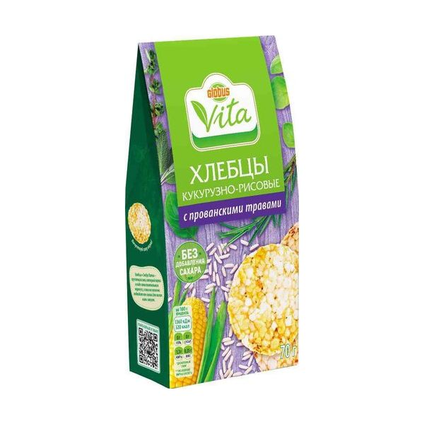 

Хлебцы кукурузно-рисовые Globus Vita с прованскими травами 70 г