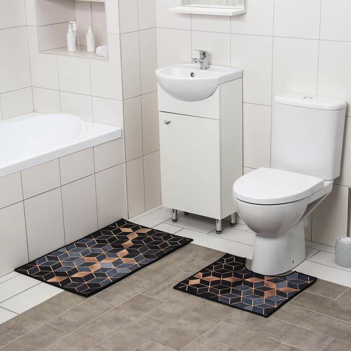 фото Набор ковриков для ванны и туалета доляна «бурлеск», 2 шт: 50×80, 40×50 см