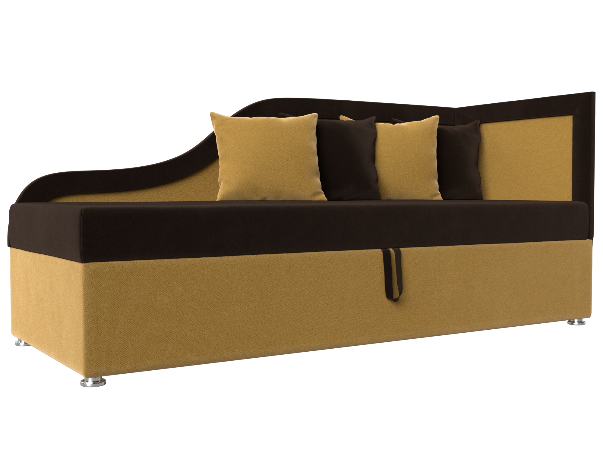 

Детский диван Дюна правый микровельвет коричневый/желтый, Детский диван Дюна правый угол