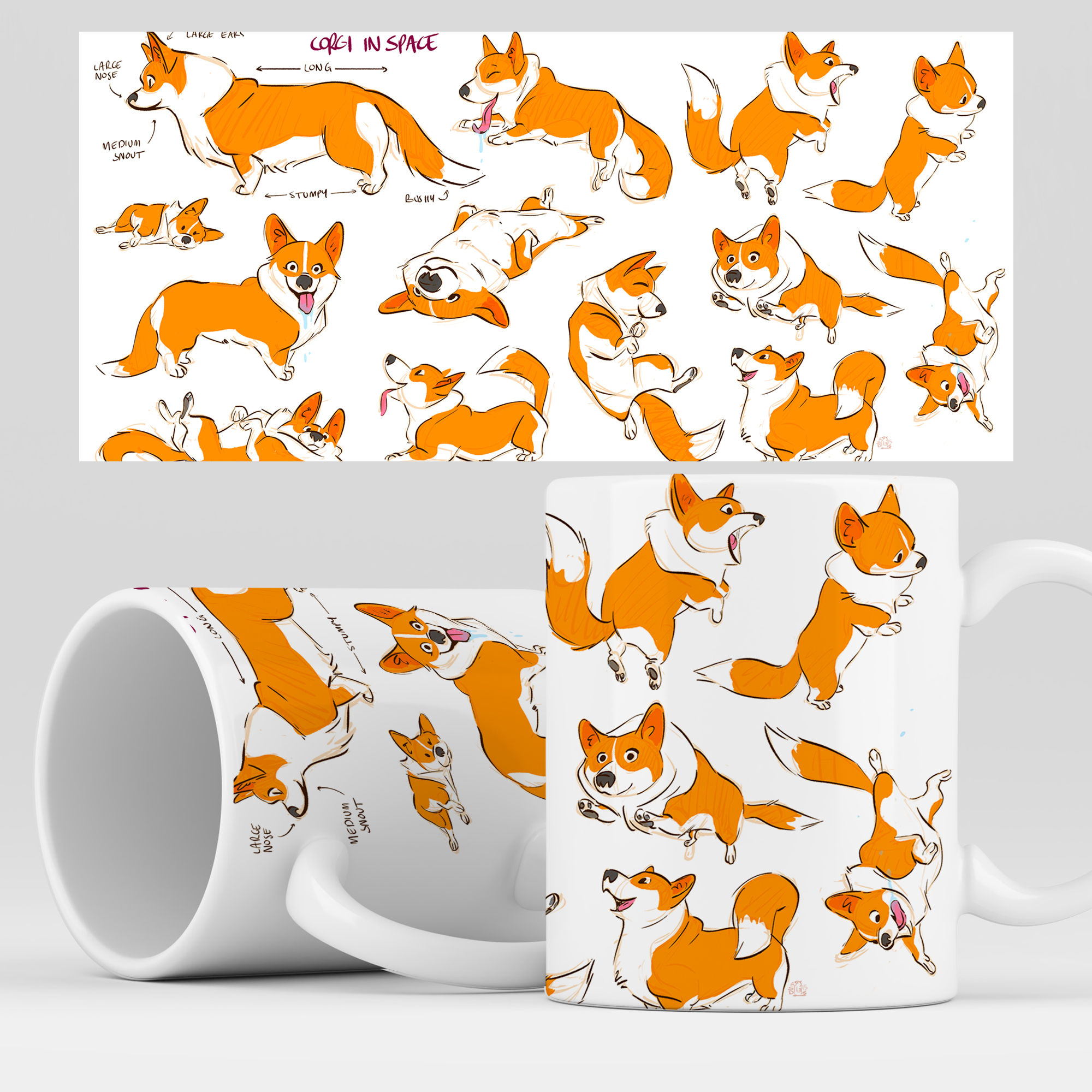 

Кружка RocketCup с принтом "Корги", Corgi03