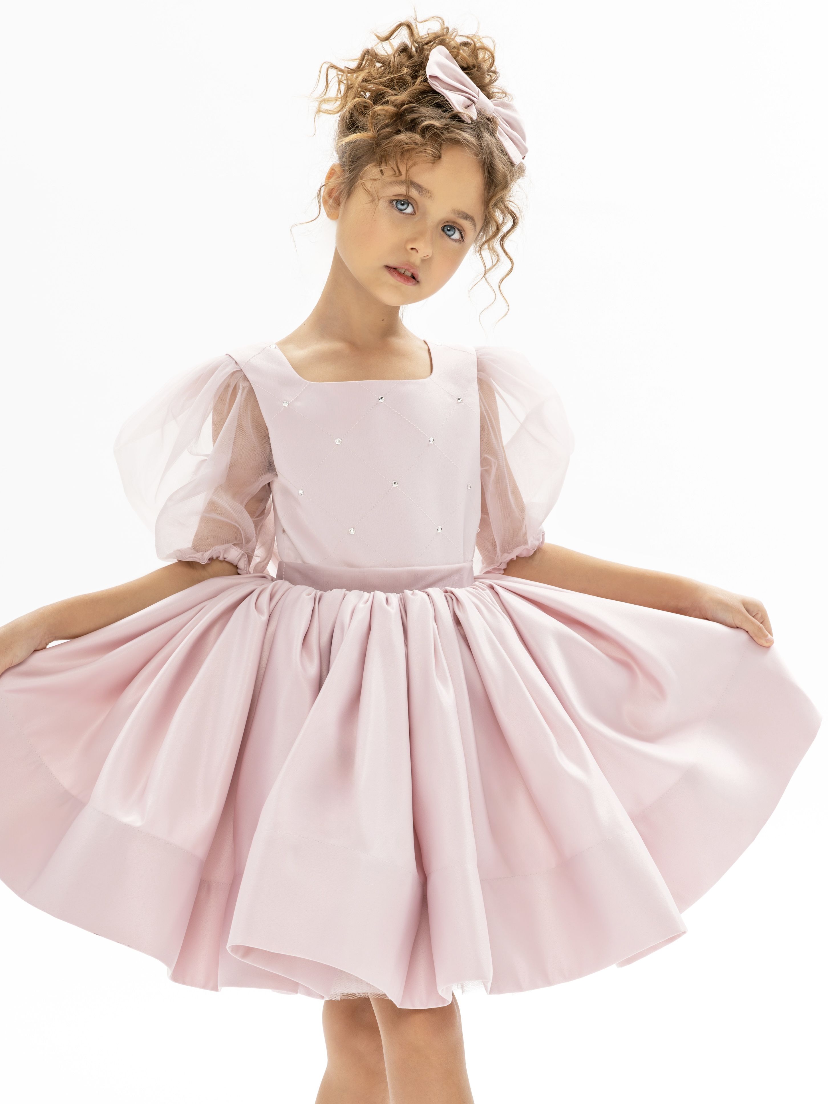 Платье детское Роскошь с детства Париж, пудровый, 98