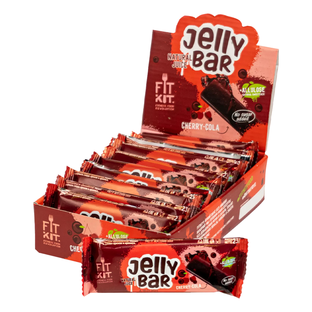 Мармелад натуральный Fit Kit JELLY BAR Вишня-кола, 12 шт х 23 г