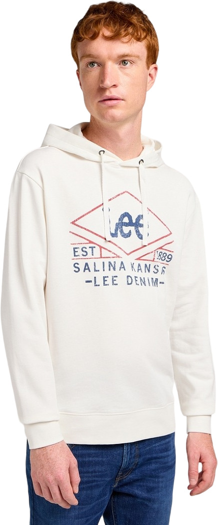 

Худи мужское Lee HOODIE ECRU белое S, Белый, HOODIE ECRU