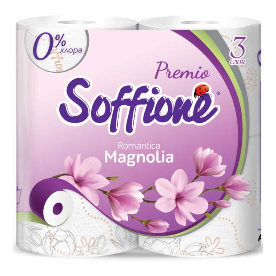 Туалетная бумага Soffione Premio Romantica Magnolia 4 шт