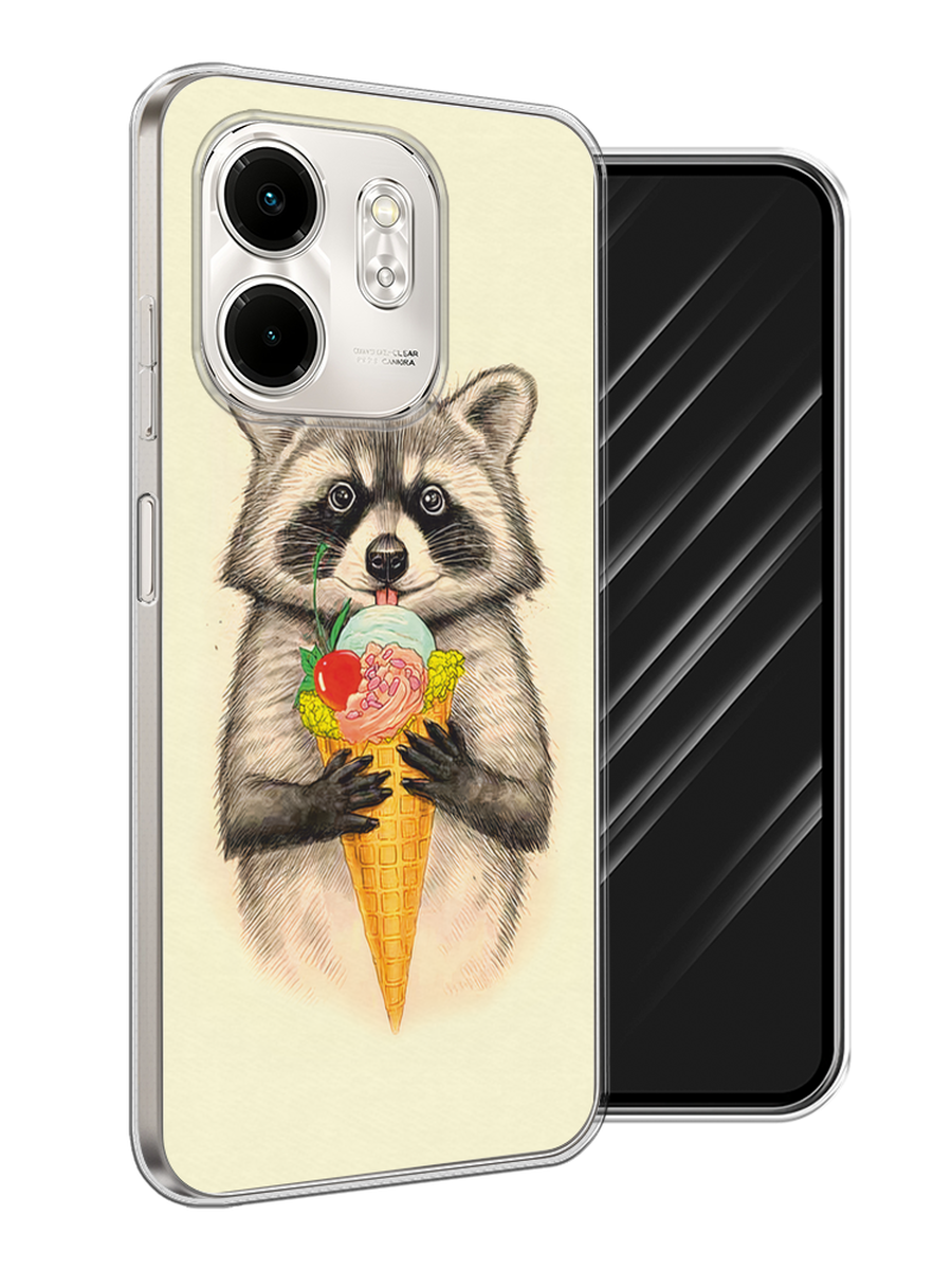 

Чехол Awog на Infinix Smart 9/Hot 50i "Енот с мороженым", Бежевый;серый, 3106750-1