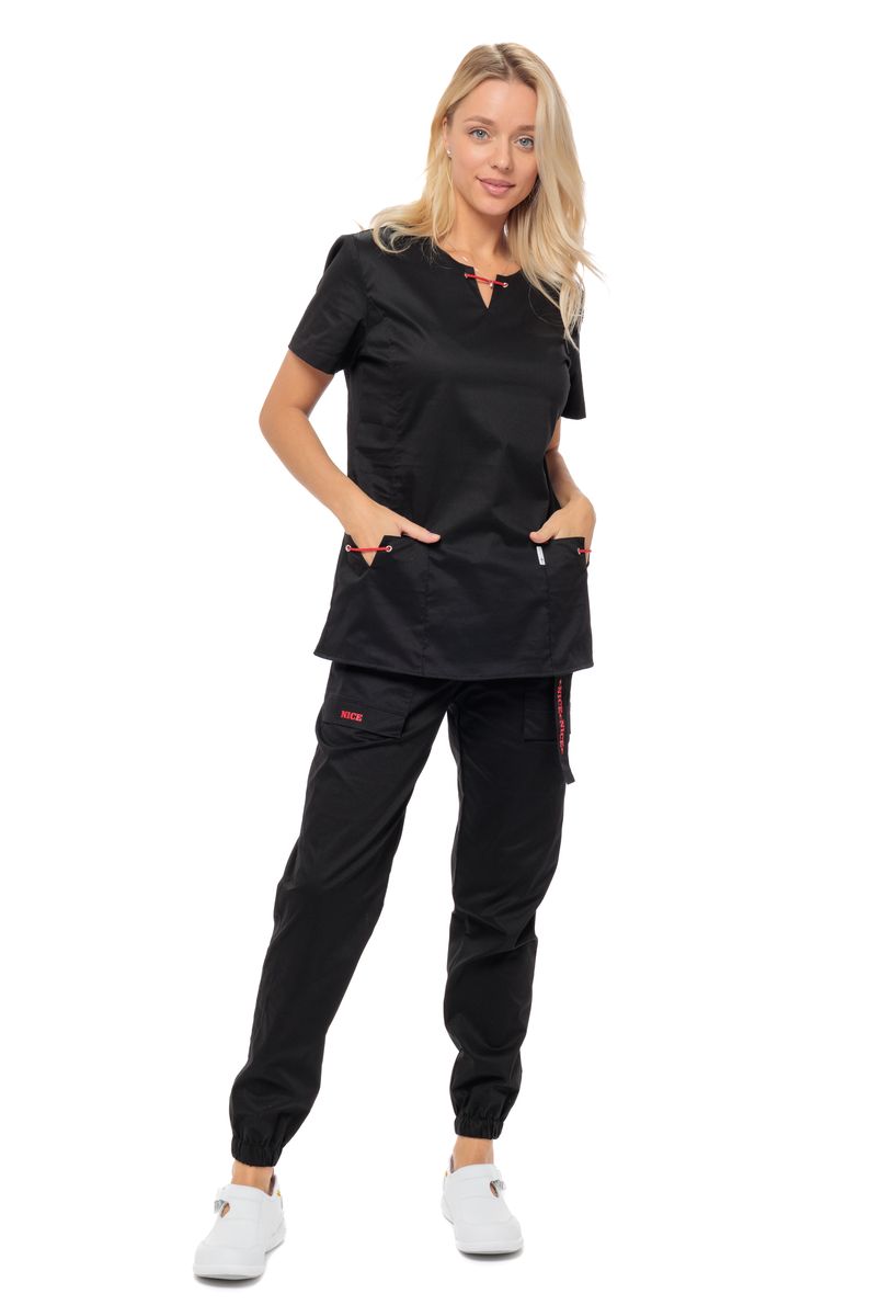 

Костюм медицинский женский MedicalWear Ника 127 черный 58 RU, Ника 127