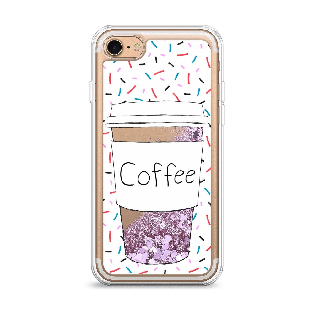 

Жидкий чехол с блестками "Coffee прозрачный стакан" на Apple iPhone 7, 10694-1